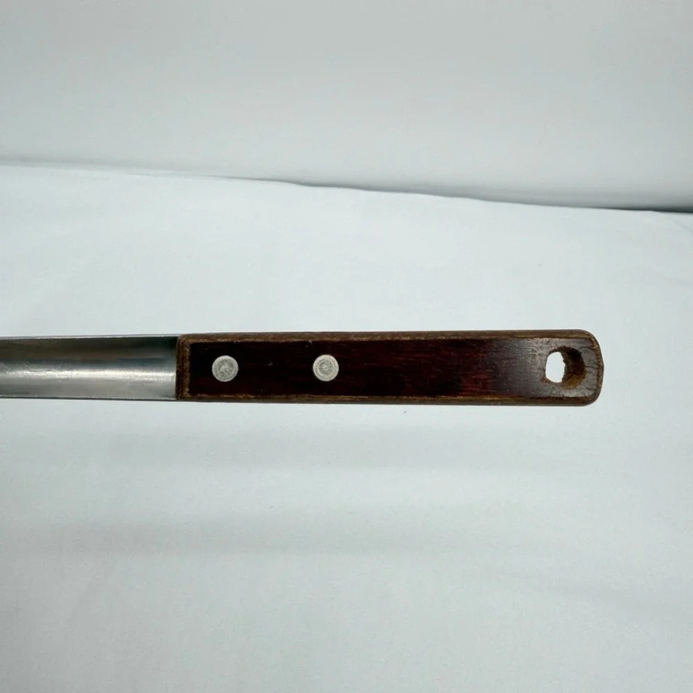 Stainless Steel VTG Curved Spatula Slotted Wood Handle Kitchen Tool 12.5